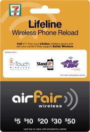 Lifeline Wireless Phone Reload Card - Front