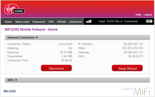 Virgin Broadband Admin Screen