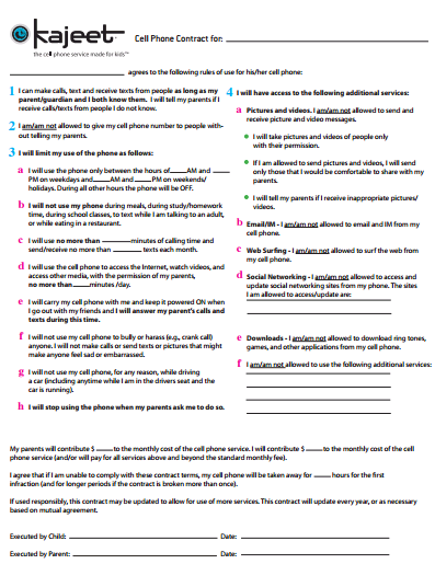 Child Cell Phone Creating A Parent Child Cell Phone Contract Child Cell Phone Creating A Parent Child Cell Phone Contract