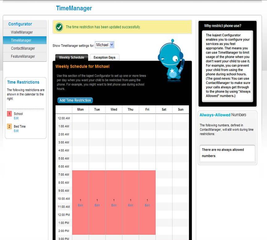 kajeet Time Manager
